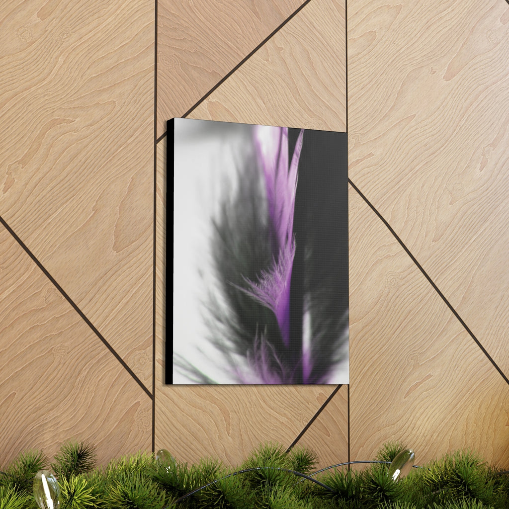 "Feather Fantasy#3"- Wall Art Canvas Print Gray/Lilac