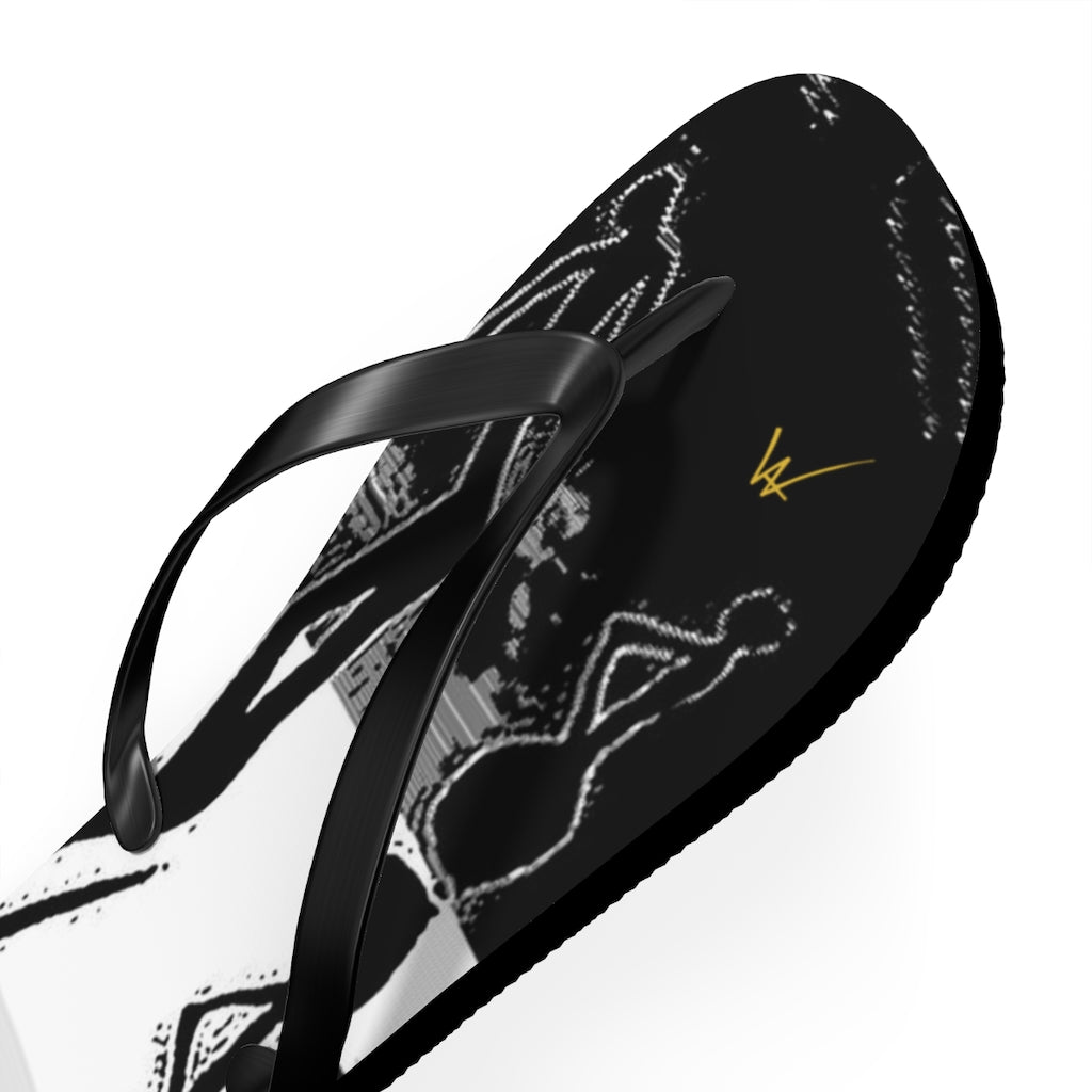 Unique Custom Artwork Flip Flops Figure/Black